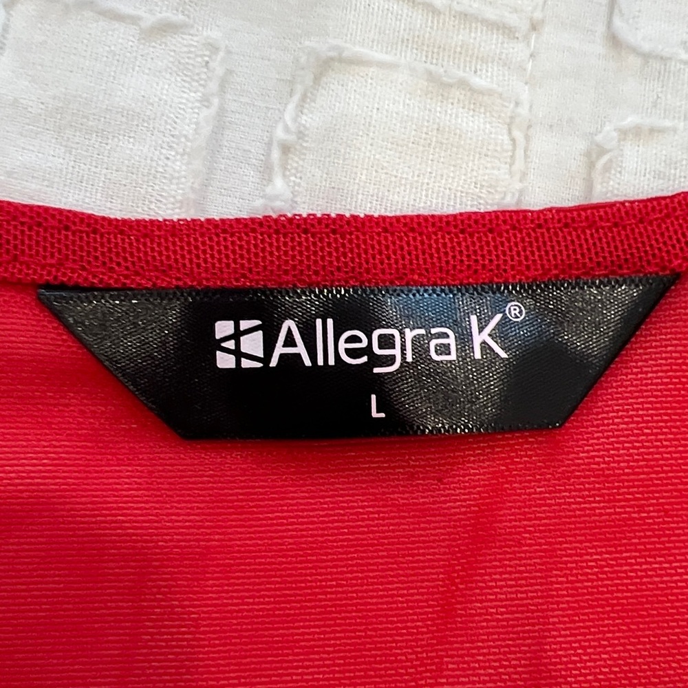 Allegra K Red Nylon Mesh Tie-Front Sheer Top - Picture 3 of 3